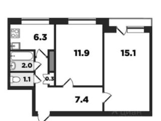 2-комн., 44.29 м², 9/9 этаж