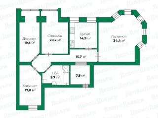 4-комн., 140 м², 4/5 этаж