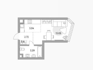 Студия, 29 м², 13/39 этаж