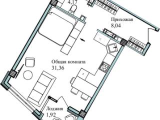 1-комн., 46.8 м², 3/5 этаж