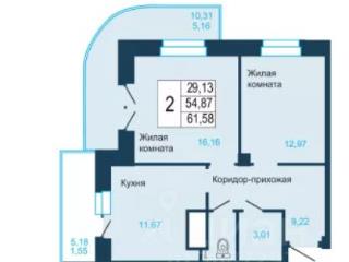2-комн., 62 м², 18/18 этаж