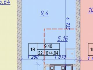 Студия, 26.2 м², 4/9 этаж